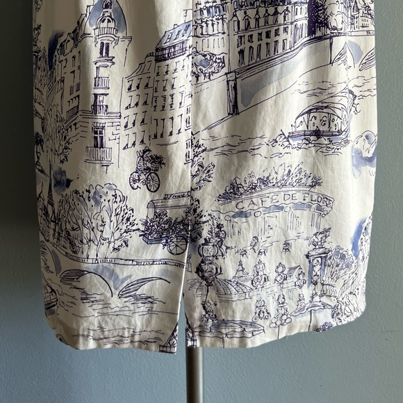 Chetta B BlueWhite Paris Toile Print Dress Size 6 - Picture 5 of 7